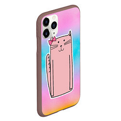 Чехол iPhone 11 Pro матовый Розовая кошечка, цвет: 3D-коричневый — фото 2