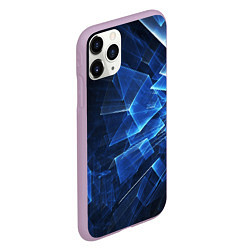 Чехол iPhone 11 Pro матовый Abstract geometric Прозрачные синие голографически, цвет: 3D-сиреневый — фото 2