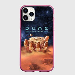 Чехол iPhone 11 Pro матовый Dune: Spice Wars песчаные дюны и рука с базой, цвет: 3D-малиновый
