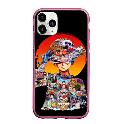 Чехол iPhone 11 Pro матовый ВАН ПИС АРКИ В ЛУФФИ ONE PIECE, цвет: 3D-малиновый