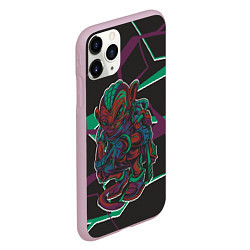 Чехол iPhone 11 Pro матовый Страшная обезьяна, цвет: 3D-розовый — фото 2
