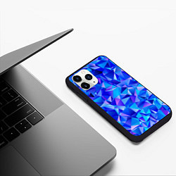 Чехол iPhone 11 Pro матовый СИНЕ-ГОЛУБЫЕ полигональные кристаллы, цвет: 3D-черный — фото 2