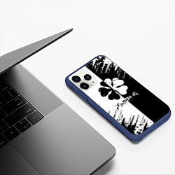 Чехол iPhone 11 Pro матовый Чёрный клевер черное белое текстура, цвет: 3D-тёмно-синий — фото 2