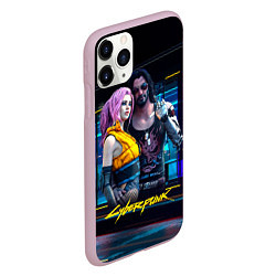 Чехол iPhone 11 Pro матовый Johnny и Vi Girl Cyberpunk2077, цвет: 3D-розовый — фото 2