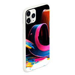 Чехол iPhone 11 Pro матовый Разноцветный мазки краски Абстракция Multicolored, цвет: 3D-белый — фото 2