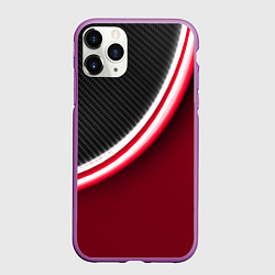 Чехол iPhone 11 Pro матовый Перфорация - красный неон, цвет: 3D-фиолетовый