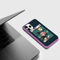 Чехол iPhone 11 Pro матовый SPY X FAMILY СЕМЬЯ ШПИОНА ЛОЙД, АНЯ, ЙОР, цвет: 3D-фиолетовый — фото 2