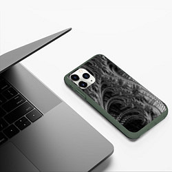 Чехол iPhone 11 Pro матовый Абстрактный фрактальный паттерн Abstract Fractal p, цвет: 3D-темно-зеленый — фото 2