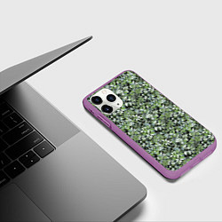 Чехол iPhone 11 Pro матовый Летний лесной камуфляж в зеленых тонах, цвет: 3D-фиолетовый — фото 2
