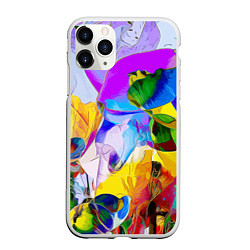 Чехол iPhone 11 Pro матовый Цветы Буйство красок Flowers Riot of colors, цвет: 3D-белый