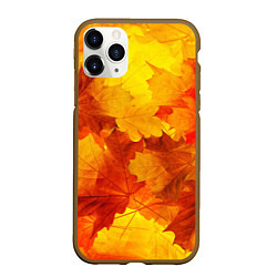 Чехол iPhone 11 Pro матовый Желтые-листья, цвет: 3D-коричневый