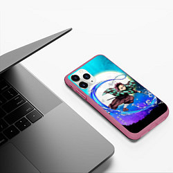 Чехол iPhone 11 Pro матовый Клинок, рассекающий демонов Танджиро Tanjiro, цвет: 3D-малиновый — фото 2