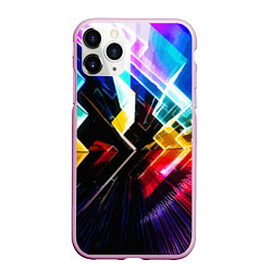 Чехол iPhone 11 Pro матовый Неоновая молния Абстракция Neon Lightning Abstract