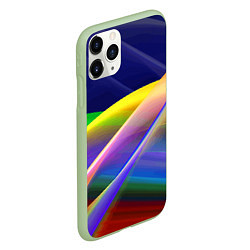 Чехол iPhone 11 Pro матовый Абстрактная неоновая композиция Волны Abstract neo, цвет: 3D-салатовый — фото 2