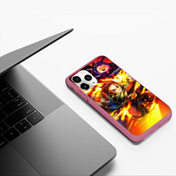 Чехол iPhone 11 Pro матовый Клинок, рассекающий демонов Demon Slayer, цвет: 3D-малиновый — фото 2