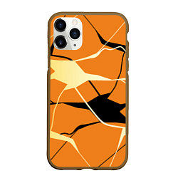 Чехол iPhone 11 Pro матовый Абстрактные полосы на оранжевом фоне, цвет: 3D-коричневый