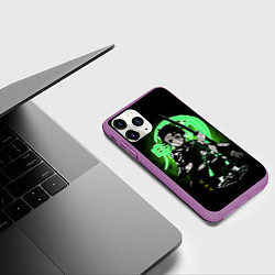 Чехол iPhone 11 Pro матовый КЛИНОК, РАССЕКАЮЩИЙ ДЕМОНОВ ТАНДЖИРО КАМАДО, цвет: 3D-фиолетовый — фото 2