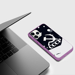 Чехол iPhone 11 Pro матовый Ussr - ссср - серп и молот, цвет: 3D-фиолетовый — фото 2