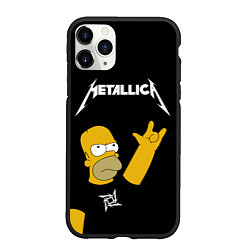 Чехол iPhone 11 Pro матовый Metallica Гомер Симпсон рокер, цвет: 3D-черный