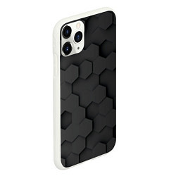 Чехол iPhone 11 Pro матовый Чёрные 3D пластины black 3d plates плиты, цвет: 3D-белый — фото 2