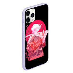Чехол iPhone 11 Pro матовый Девушка Самурай Под Красной Луной, цвет: 3D-светло-сиреневый — фото 2