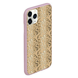 Чехол iPhone 11 Pro матовый Бежевые абстрактные узоры, цвет: 3D-розовый — фото 2