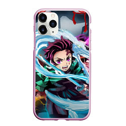 Чехол iPhone 11 Pro матовый ТАНДЖИРО КЛИНОК, РАССЕКАЮЩИЙ ДЕМОНОВ DEMON SLAYER, цвет: 3D-розовый