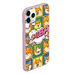 Чехол iPhone 11 Pro матовый Pop art shiba inu, цвет: 3D-розовый — фото 2