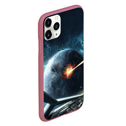 Чехол iPhone 11 Pro матовый Stellaris взрыв звезды лучом с космического корабл, цвет: 3D-малиновый — фото 2