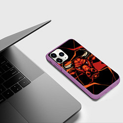 Чехол iPhone 11 Pro матовый Голова красного быка, цвет: 3D-фиолетовый — фото 2