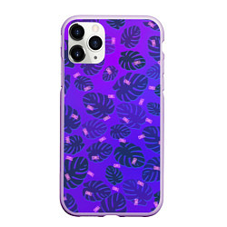 Чехол iPhone 11 Pro матовый Неоновый Chill и пальмовые листья, цвет: 3D-сиреневый