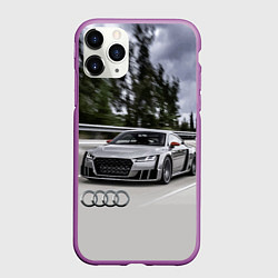 Чехол iPhone 11 Pro матовый Ауди на скоростном шоссе Audi on the expressway, цвет: 3D-фиолетовый