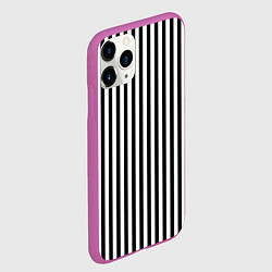 Чехол iPhone 11 Pro матовый ПОЛОСКИ ЧЕРНО-БЕЛЫЙ, цвет: 3D-фиолетовый — фото 2