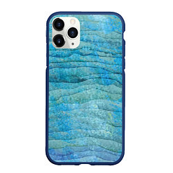 Чехол iPhone 11 Pro матовый Abstract pattern Waves Абстрактный паттерн Волны, цвет: 3D-тёмно-синий