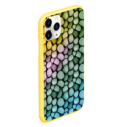 Чехол iPhone 11 Pro матовый Морские розовые голубые желтые камешки, цвет: 3D-желтый — фото 2