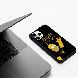 Чехол iPhone 11 Pro матовый Bon Jovi Гомер Симпсон Рокер, цвет: 3D-черный — фото 2