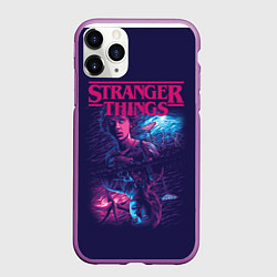 Чехол iPhone 11 Pro матовый Stranger Things Очень странные дела, цвет: 3D-фиолетовый