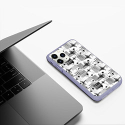 Чехол iPhone 11 Pro матовый Черно белый ретро геометрический узор, цвет: 3D-светло-сиреневый — фото 2