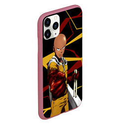 Чехол iPhone 11 Pro матовый One Punch Man - Сайтама-аниме, цвет: 3D-малиновый — фото 2