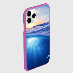 Чехол iPhone 11 Pro матовый Грань между небом и водой, цвет: 3D-фиолетовый — фото 2