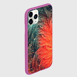 Чехол iPhone 11 Pro матовый Зеленые и оранжевые завихрения, цвет: 3D-фиолетовый — фото 2