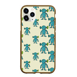Чехол iPhone 11 Pro матовый Милые зеленые человечки, цвет: 3D-коричневый
