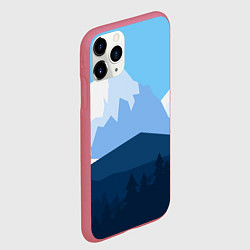 Чехол iPhone 11 Pro матовый Горы, лес, канатная дорога, цвет: 3D-малиновый — фото 2