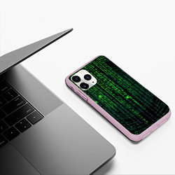 Чехол iPhone 11 Pro матовый Бинарная матрица, цвет: 3D-розовый — фото 2
