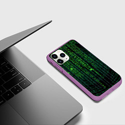 Чехол iPhone 11 Pro матовый Бинарная матрица, цвет: 3D-фиолетовый — фото 2