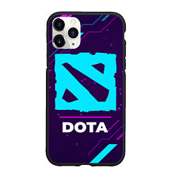 Чехол iPhone 11 Pro матовый Символ Dota в неоновых цветах на темном фоне, цвет: 3D-черный