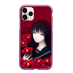 Чехол iPhone 11 Pro матовый Anime Camellia Аниме Красная Камелия, цвет: 3D-фиолетовый