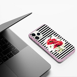 Чехол iPhone 11 Pro матовый Red poppies Акварельные цветы, цвет: 3D-розовый — фото 2