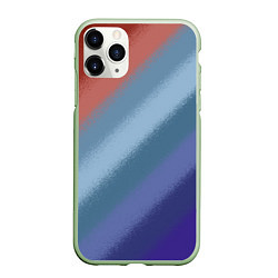 Чехол iPhone 11 Pro матовый Полосатый коричнево-голубой паттерн, цвет: 3D-салатовый