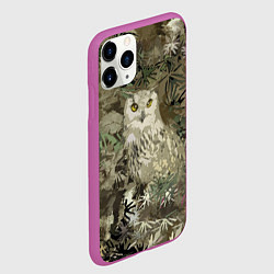 Чехол iPhone 11 Pro матовый Сова на абстрактном коричневом фоне, цвет: 3D-фиолетовый — фото 2